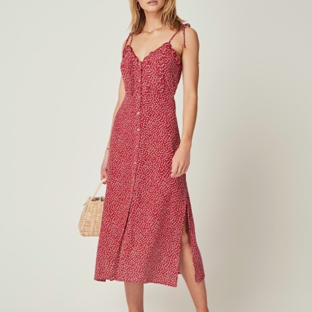 NWT Auguste the Label red River Della Midi Dress S